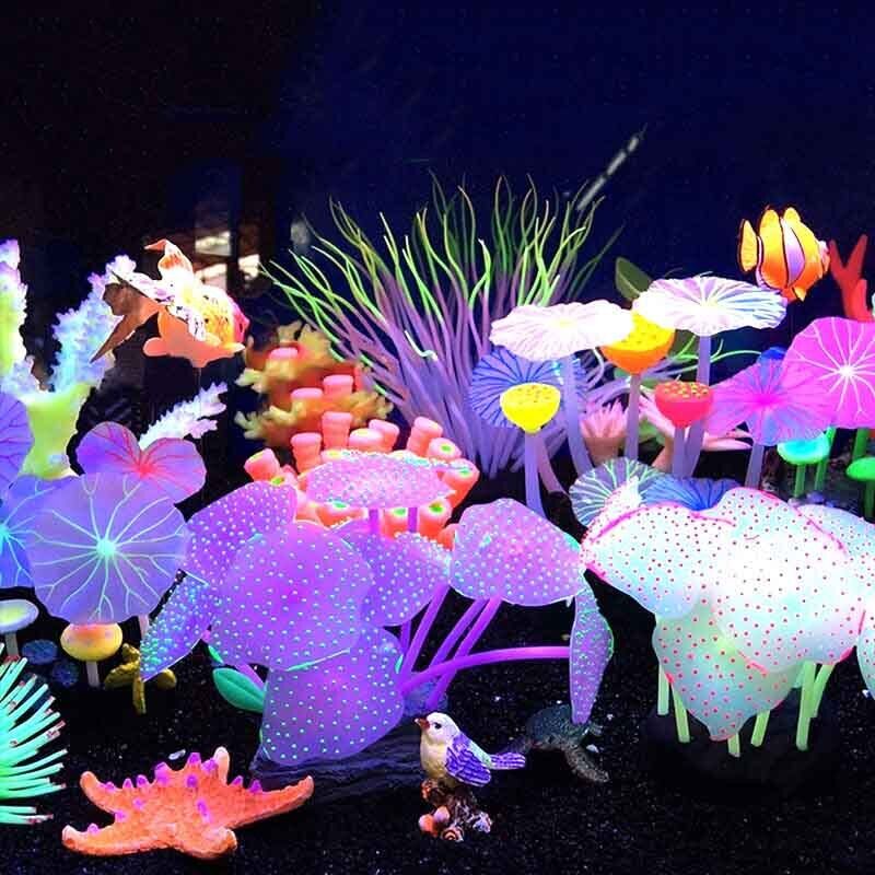 Aquarium Plant Live - Silikonowe świecące dekoracje do akwarium: sztuczne