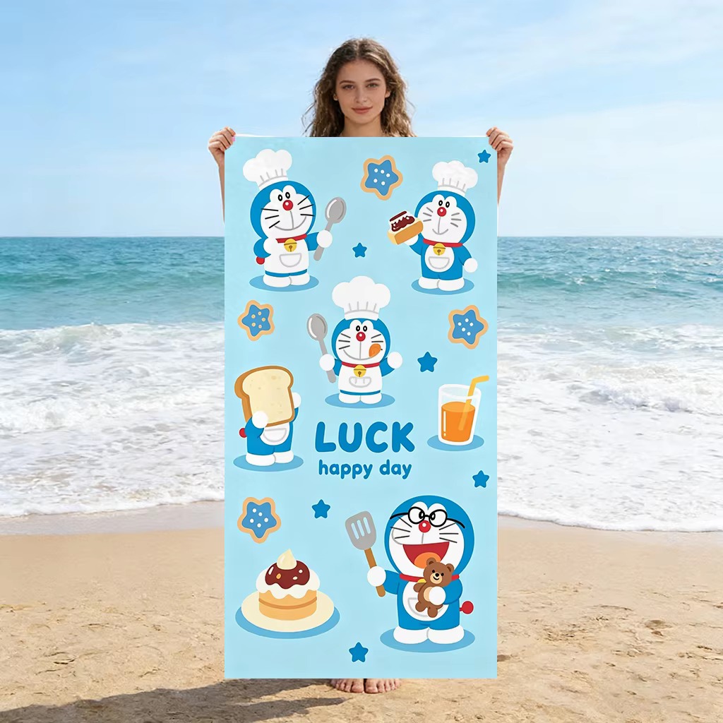 Aquarium Zombie - Ręcznik plażowy Doraemon, fioletowy duch, płaski