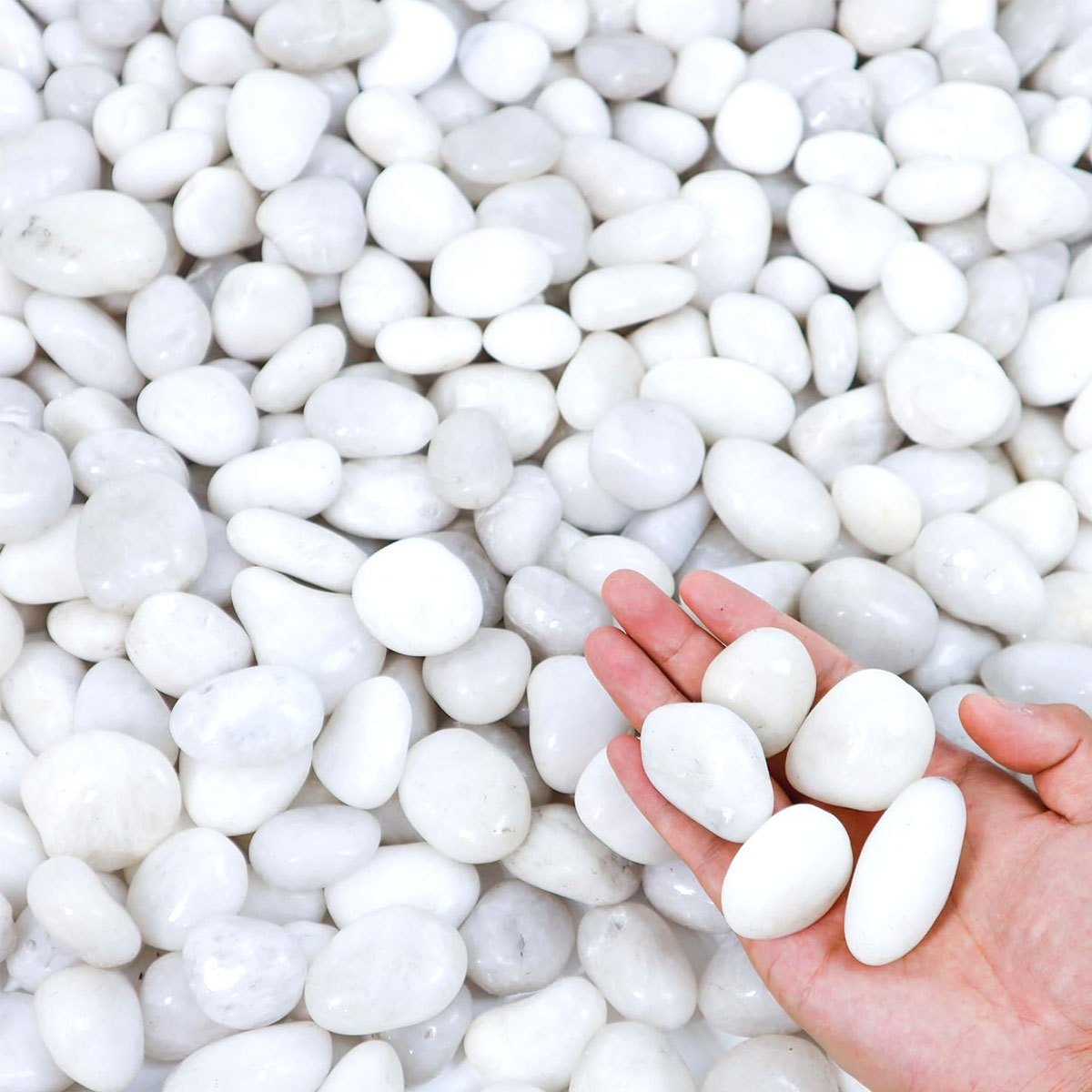 Aquarium Sand White - 400g Białe, polerowane, naturalne kamienie rzeczne